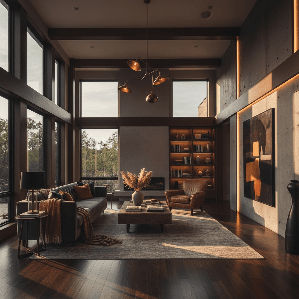 Finished custom home interior with open living space and quality finishes