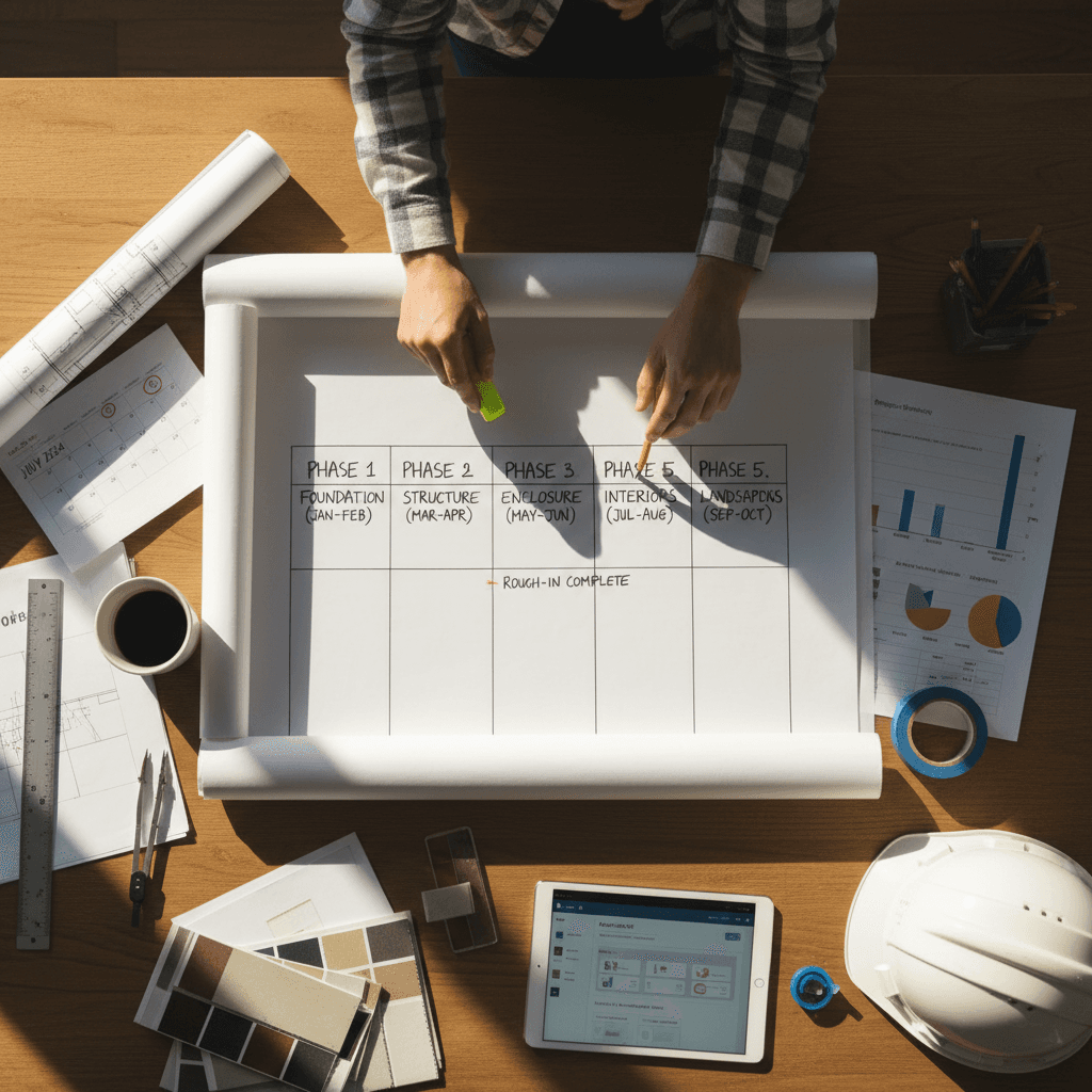 Construction project timeline and planning documents
