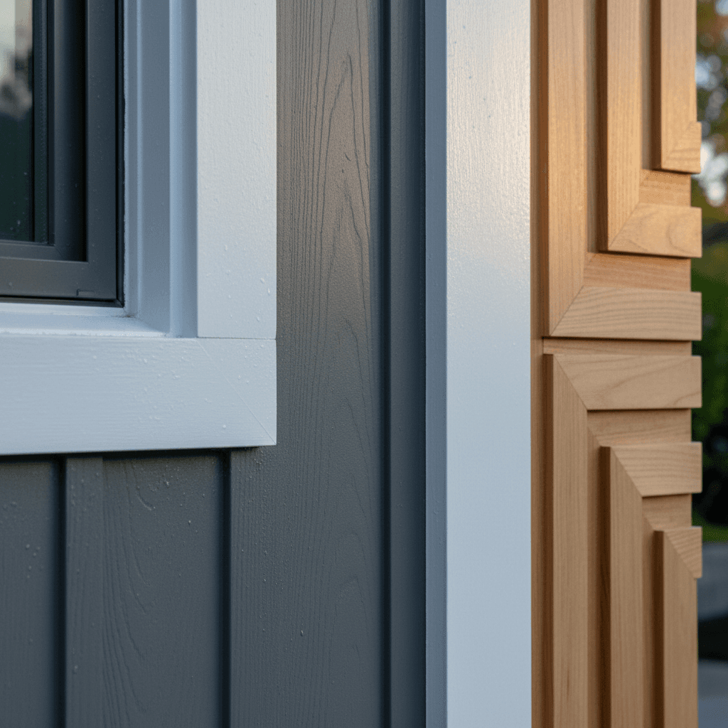 Detail of premium exterior finishing and architectural trim work
