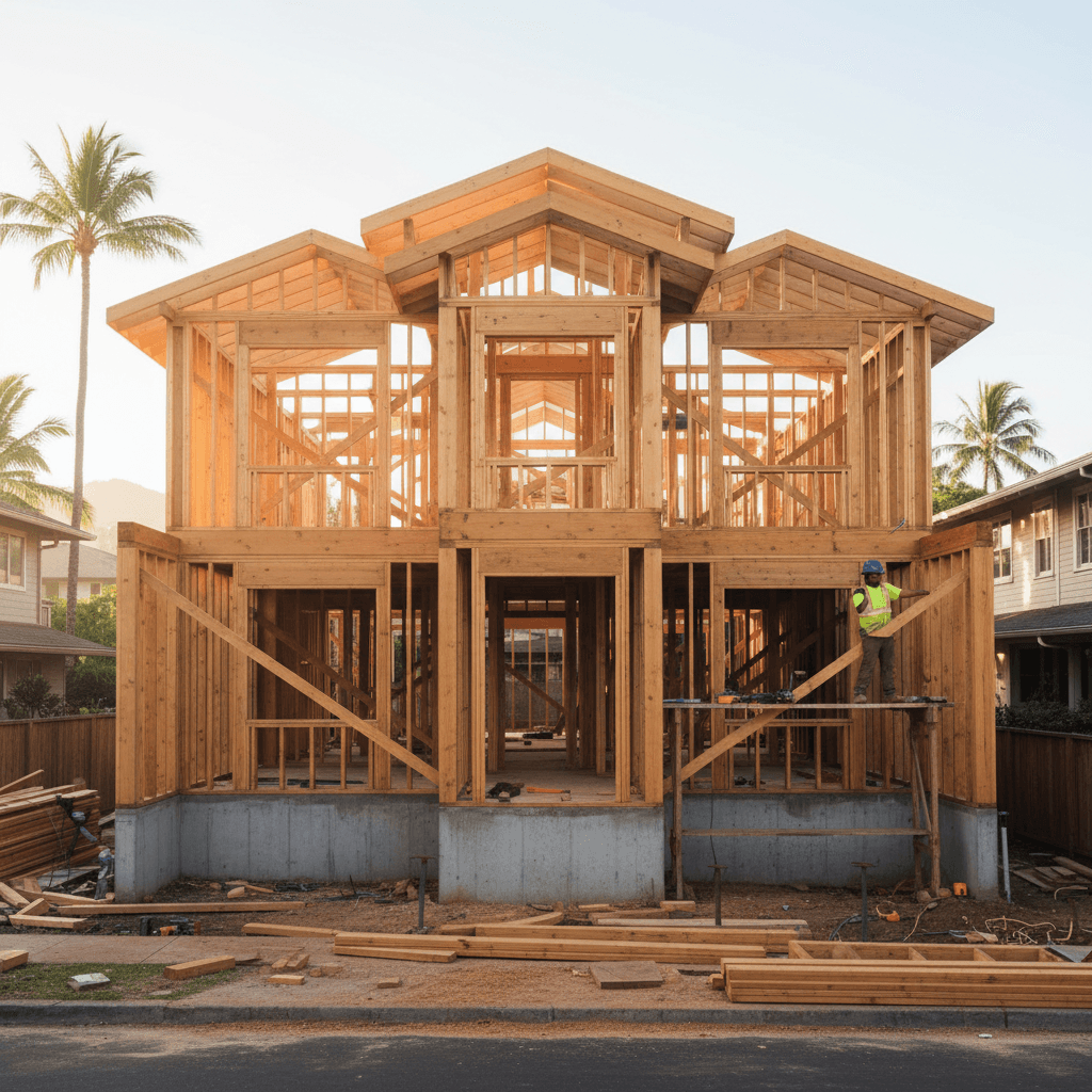 Custom home under construction in Honolulu